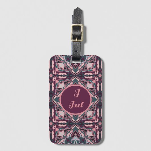 Azulejo Pink Spanisch Personalisiert Gepäckanhänger (Vorderseite Vertikal)