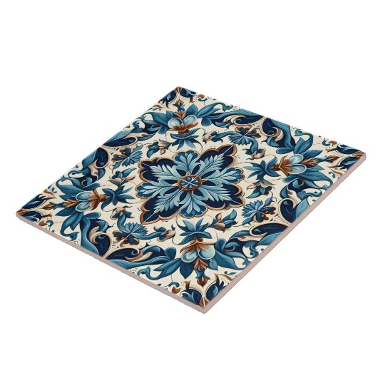 Azulejo Porcelain Blaues Fliesenmuster Fliese (Seite)