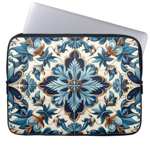 Azulejo Porcelain Blaues Fliesenmuster Laptopschutzhülle