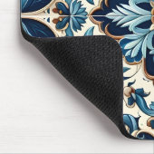 Azulejo Porcelain Blaues Fliesenmuster Mousepad (Ecke)