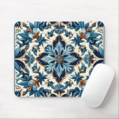 Azulejo Porcelain Blaues Fliesenmuster Mousepad (Mit Mouse)