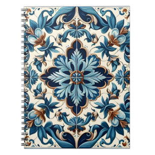 Azulejo Porcelain Blaues Fliesenmuster Notizblock