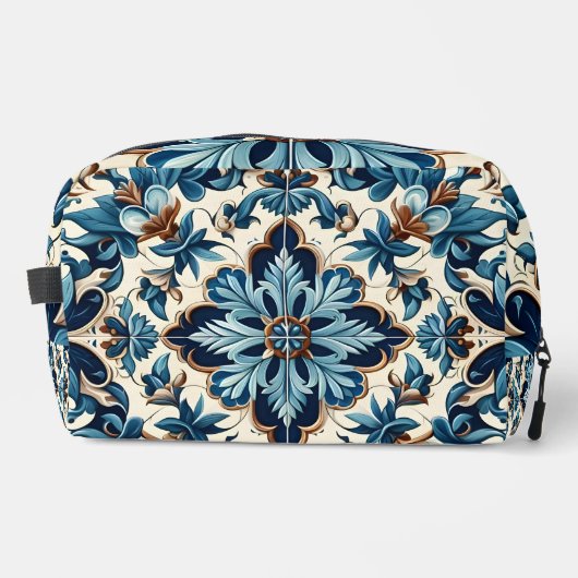 Azulejo Porcelain Blaues Fliesenmuster Waschbeutel (Vorderseite)