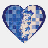 Azulejo Portugal Heart Sticker – Blue Tile Portugu (Vorderseite)