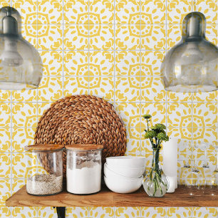 Azulejo Portugiesisch Mediterran Gelb Weiß 4 Fliese