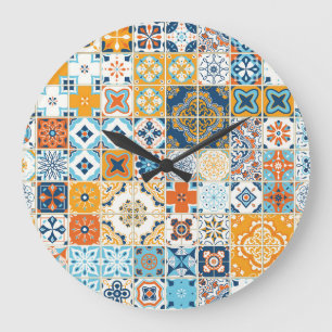 Azulejo Portugiesisch Tiles: Multicolor Vintag Große Wanduhr