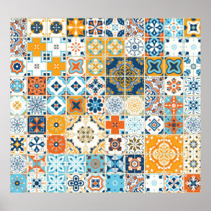 Azulejo Portugiesisch Tiles: Multicolor Vintag Poster