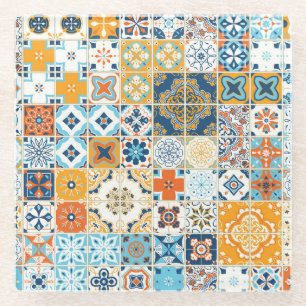 Azulejo Portugiesische Fliesen: Mehrfarbige Vintag Glasuntersetzer