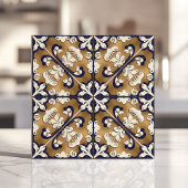 Azulejo Portugiesischer Kobalt Blauer Gold Fliese
