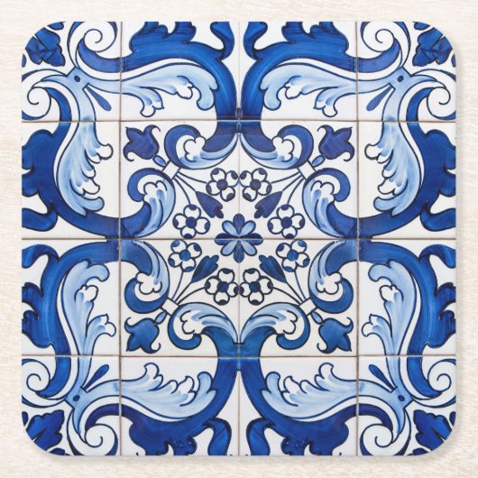 Azulejo Portugiesisches Flies-Muster Rechteckiger Pappuntersetzer (Vorderseite)