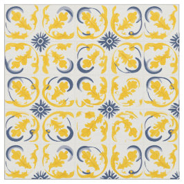 Azulejo Portugiesisches Mittelmeer Gelb & Weiß Stoff