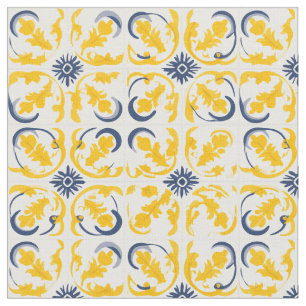 Azulejo Portugiesisches Mittelmeer Gelb & Weiß Stoff