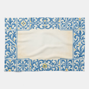 Azulejo Portugiesisches Wasserfarben-Design für Sc Geschirrtuch