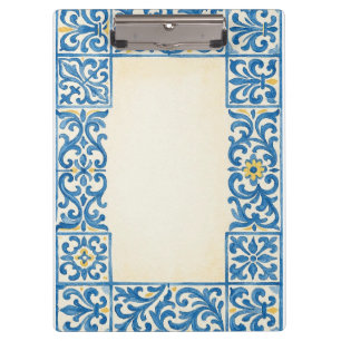 Azulejo Portugiesisches Wasserfarben-Design für Sc Klemmbrett