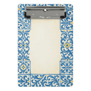 Azulejo Portugiesisches Wasserfarben-Design für Sc Mini Klemmbrett
