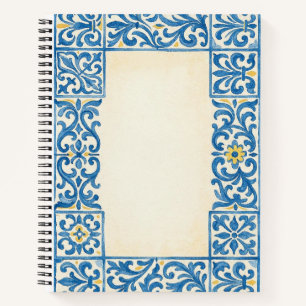 Azulejo Portugiesisches Wasserfarben-Design für Sc Notizblock