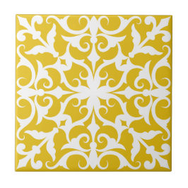  Azulejo Portuguese Mediterranean Yellow&White Fliese