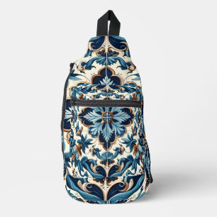 Azulejo-Porzellan Blaue Fliese Mittelmeer-Muster Crossbody Bag