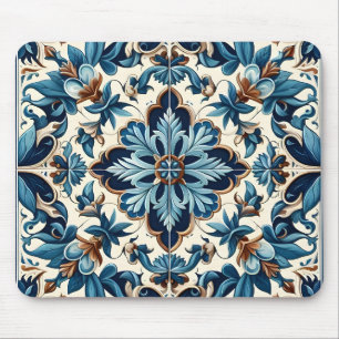 Azulejo-Porzellan Blaue Fliese Mittelmeer-Muster Mousepad