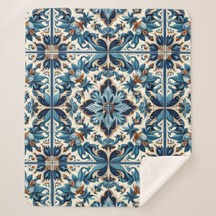 Azulejo-Porzellan Blaue Fliese Mittelmeer-Muster Sherpadecke
