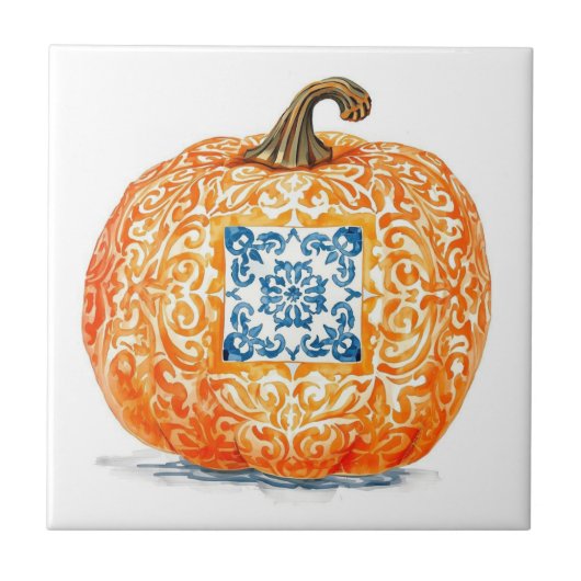 Azulejo pumpkin orange mosaic vintage bulk fliese (Vorderseite)
