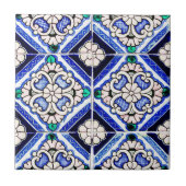Azulejo-Spanische Musterfliesen Marineblau Weiß Fliese (Vorderseite)
