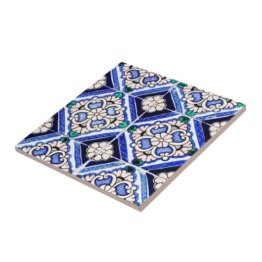 Azulejo-Spanische Musterfliesen Marineblau Weiß Fliese (Seite)