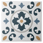 Azulejo Spanisches Mittelmeer Blau, Weiß, Braun Fliese (Vorderseite)