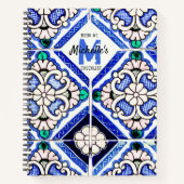 Azulejo Spanish Pattern Tiles Navy White Checklist Notizblock (Vorderseite)