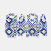 Azulejo Spanish Pattern Tiles Navy White Monogram Geschenkschachtel (Ungefaltet)