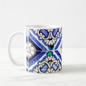 Azulejo Spanish Pattern Tiles Navy White Monogram Kaffeetasse (Links)
