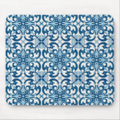 Azulejo Tile Pattern Indigo Blue White Mousepad (Vorne)
