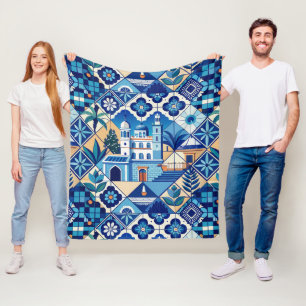 Azulejo Tiles Pattern Fleecedecke