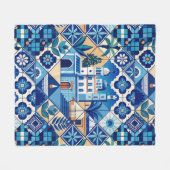 Azulejo Tiles Pattern Fleecedecke (Vorderseite (Horizontal))