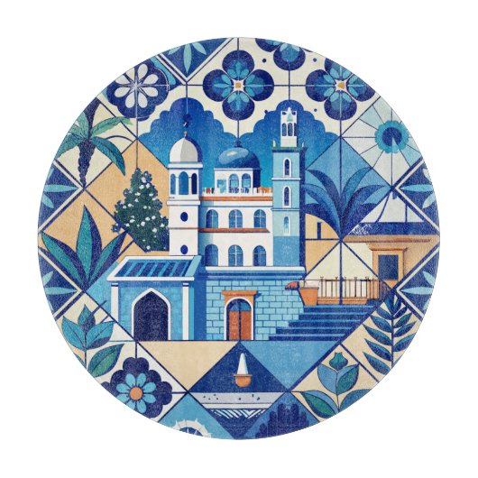 Azulejo Tiles Pattern Schneidebrett (Vorderseite)