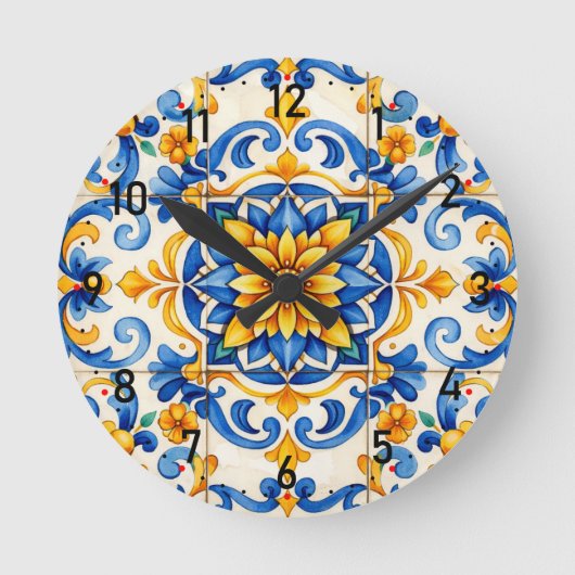 Azulejo Time Shouter Clock Runde Wanduhr (Vorderseite)