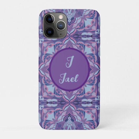 Azulejo Violet Wasserfarbe Personalisiert Spanisch Case-Mate iPhone Hülle (Rückseite)