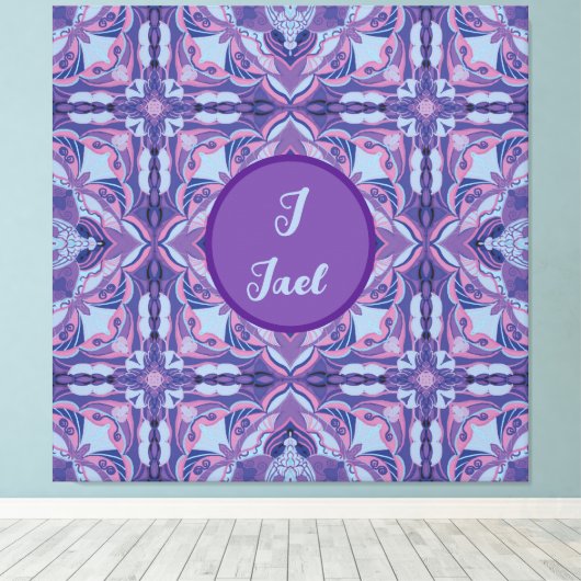 Azulejo Violet Wasserfarbe Personalisiert Spanisch Leinwanddruck (Insitu (Holzboden))