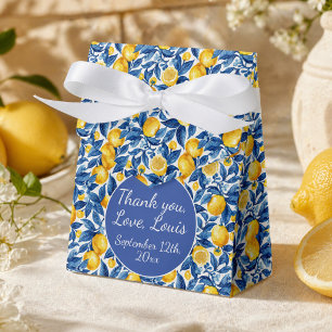 Azulejo Zitronen Blaue Blätter Babyparty Geschenkschachtel