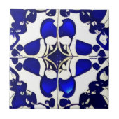 Azulejos-Blaue Indigogeometrie Fliese (Vorderseite)