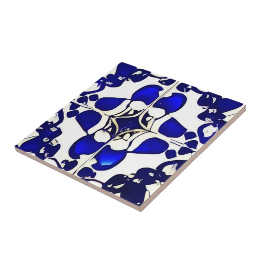 Azulejos-Blaue Indigogeometrie Fliese (Seite)