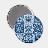 Azulejos Blue Portugal Muster Magnet (Vorderseite/Rückseite)