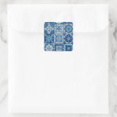 Azulejos Blue Portugal Muster Quadratischer Aufkleber (Tasche)