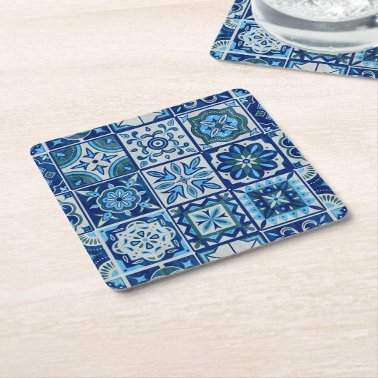 Azulejos Blue Portugal Muster Rechteckiger Pappuntersetzer (angewinkelt)