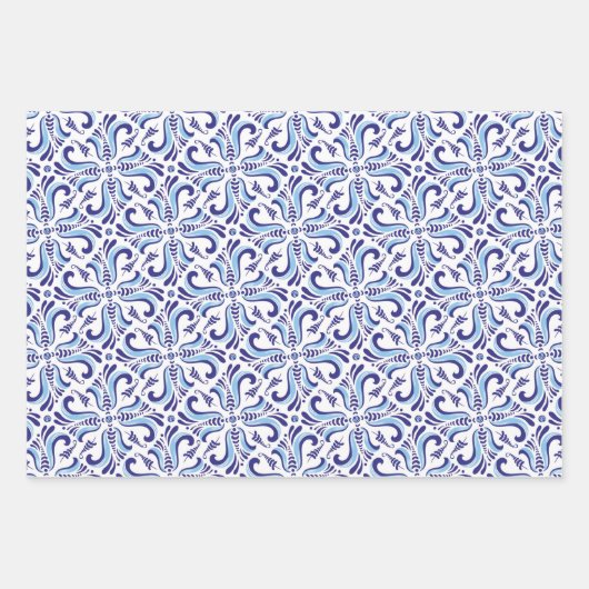 Azulejos Blumenmuster Geschenkpapier Set (Vorderseite 2)