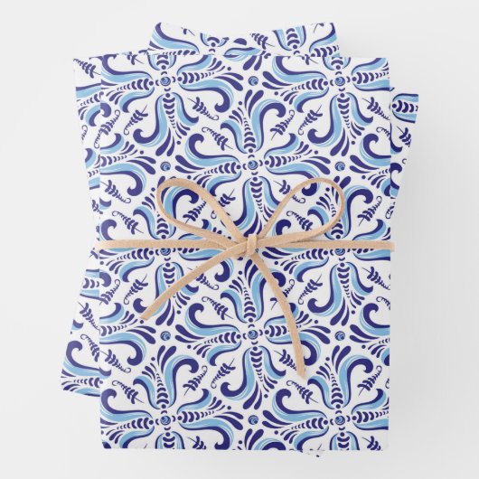 Azulejos Blumenmuster Geschenkpapier Set (Beispiel)