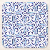 Azulejos Blumenmuster Rechteckiger Pappuntersetzer (Vorderseite)