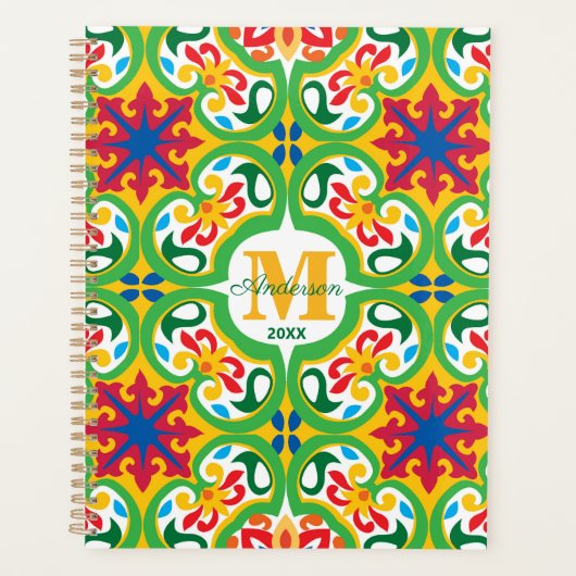 💛 🧡 💚 Azulejos, dekoratives Muster, benutzerdef Planer (Vorderseite)