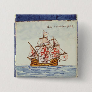 Azulejos Fliese, die ein Schiff, von Sagres Button