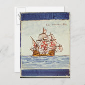 Azulejos Fliese, die ein Schiff, von Sagres Postkarte (Vorne/Hinten)